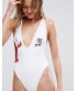 ASOS X LOT baltas M vientisas maudymukas su aplikacijomis